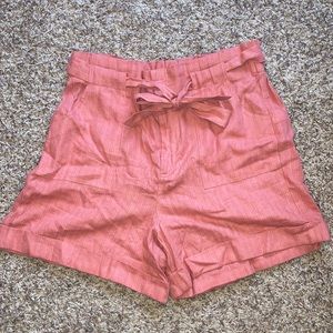 High Waisted Paper Bag Shorts